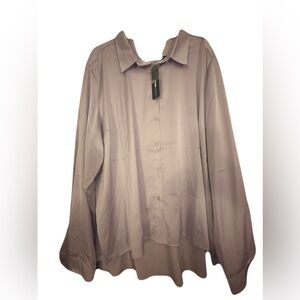 Fashion Nova Lavender Button-Down Silky Shirt